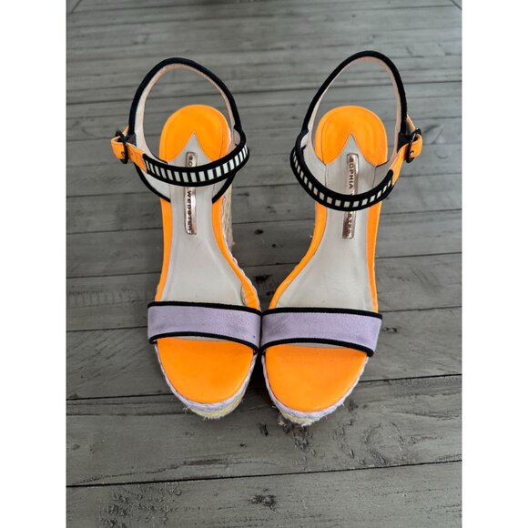 Sophia Webster Multicolor Suede Patent Leather Espadrille Wedges Size 38 - Picture 4 of 15